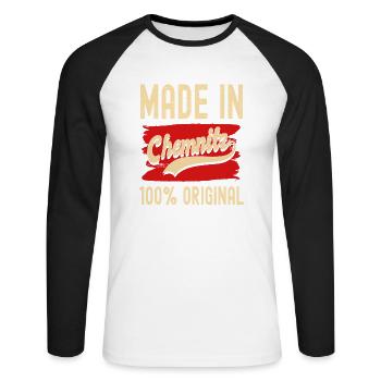 Chemnitz - Unisex Baseballshirt langarm - Weiß/Schwarz - Vorne - Nik (191cm)