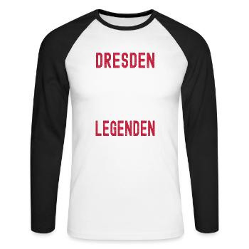 Dresden - Unisex Baseballshirt langarm - Weiß/Schwarz - Vorne - Nik (191cm)