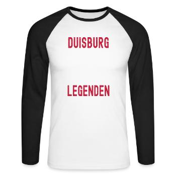 Duisburg - Unisex Baseballshirt langarm - Weiß/Schwarz - Vorne - Nik (191cm)