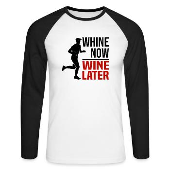 Marathon Runners Running Half Marathon Wine - Unisex Long Sleeve Baseball T-Shirt - white/black - Front - Nik (191cm)