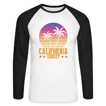 Palmen - Unisex Baseballshirt langarm - Weiß/Schwarz - Vorne - Nik (191cm)