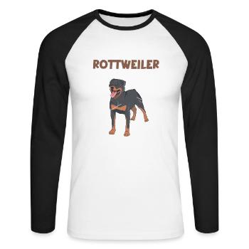Rottweiler Anatomie Drôle Chien Propriétaire Promenade - T-shirt baseball manches longues Homme - blanc/noir - Devant - Nik (191cm)