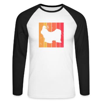 Shih Tzu dog lover Retro vintage Gift idea - Unisex Baseballshirt langarm - Weiß/Schwarz - Vorne - Nik (191cm)