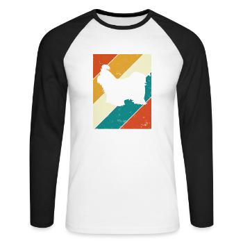 Shih Tzu dog lover Retro vintage Gift idea - Unisex Baseballshirt langarm - Weiß/Schwarz - Vorne - Nik (191cm)