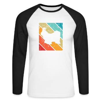 Shih Tzu dog lover Retro vintage Gift idea - Unisex Baseballshirt langarm - Weiß/Schwarz - Vorne - Nik (191cm)