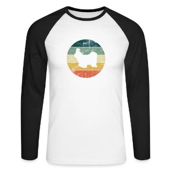 Shih Tzu amoureux des chiens Retro vintage Idée cadeau - T-shirt baseball manches longues Homme - blanc/noir - Devant - Nik (191cm)