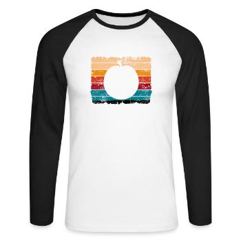 Apricot Fruit Lover Retro Veggie Diet Idée cadeau - T-shirt baseball manches longues Homme - blanc/noir - Devant - Nik (191cm)