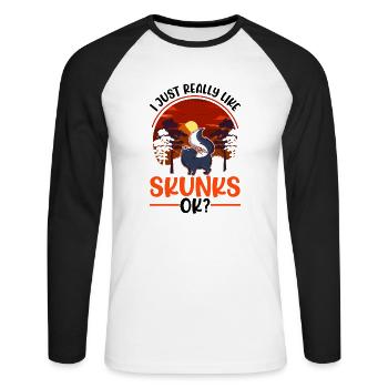 J’aime vraiment la mouffette de Skunk - T-shirt baseball manches longues Homme - blanc/noir - Devant - Nik (191cm)