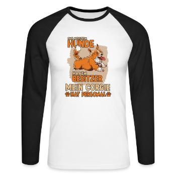 Corgi Gassi Witziges Hundehalter Welsh Corgi - Unisex Baseballshirt langarm - Weiß/Schwarz - Vorne - Nik (191cm)