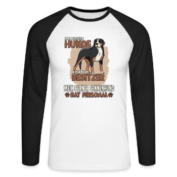 Berner Sennenhund Gassi Witziges Hundehalter - Unisex Baseballshirt langarm - Weiß/Schwarz - Vorne - Nik (191cm)