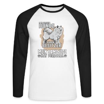 Samojede Hundebesitzer Gassi Witziges Hundehalter - Unisex Baseballshirt langarm - Weiß/Schwarz - Vorne - Nik (191cm)