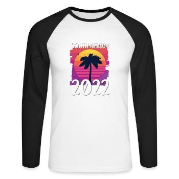 South Africa 2022 - Unisex Baseballshirt langarm - Weiß/Schwarz - Vorne - Nik (191cm)