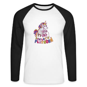 Let's Playhorn - Unisex Long Sleeve Baseball T-Shirt - white/black - Front - Nik (191cm)