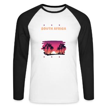 South Africa 2022 - Unisex Baseballshirt langarm - Weiß/Schwarz - Vorne - Nik (191cm)