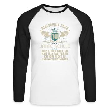 Realschule bestanden Realschulabschluss 2022 - Unisex Baseballshirt langarm - Weiß/Schwarz - Vorne - Nik (191cm)