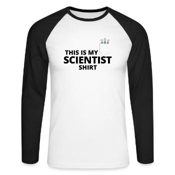Ma chemise de scientifique - T-shirt baseball manches longues Homme - blanc/noir - Devant - Nik (191cm)