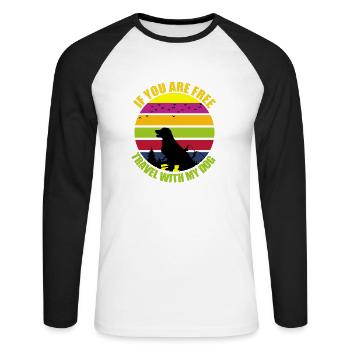 si vous êtes libre de voyager avec mon chien - T-shirt baseball manches longues Homme - blanc/noir - Devant - Nik (191cm)
