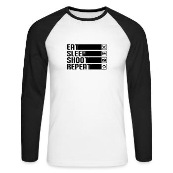 Fotografie Spruch Fotografieren Fotograf - Unisex Baseballshirt langarm - Weiß/Schwarz - Vorne - Nik (191cm)