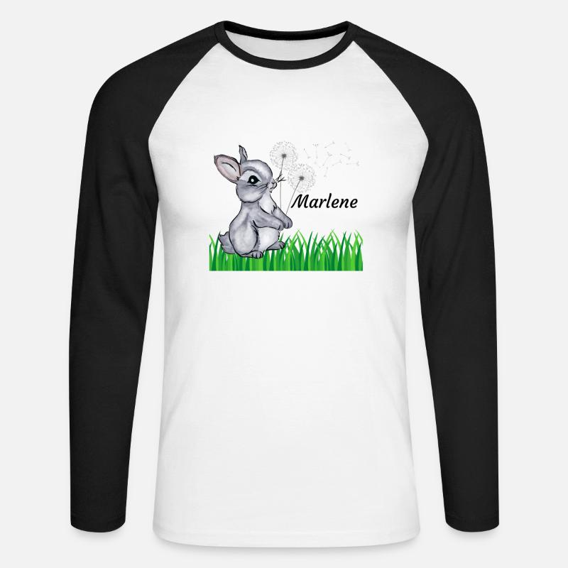 Hase Name Geschenk Marlene - Unisex Baseballshirt langarm - Weiß/Schwarz