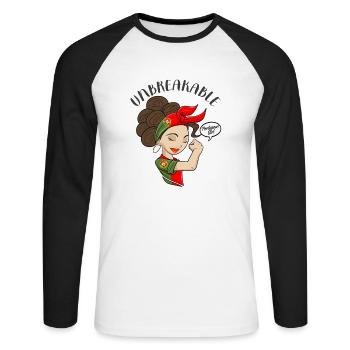 Portugese Girl Unbreakable Portugese Heritage - Unisex Baseballshirt langarm - Weiß/Schwarz - Vorne - Nik (191cm)