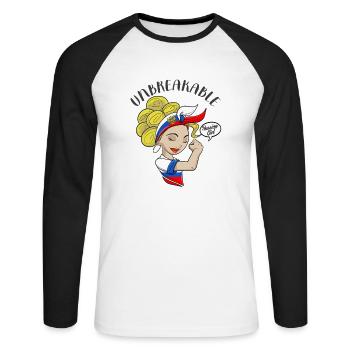 Russian Girl Unbreakable I Russian Heritage I - Unisex Baseballshirt langarm - Weiß/Schwarz - Vorne - Nik (191cm)