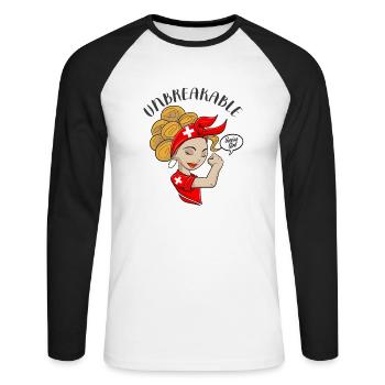 Fille suisse incassable I Héritage suisse I - T-shirt baseball manches longues Homme - blanc/noir - Devant - Nik (191cm)