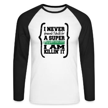 golfking golf clubs fun gift idea birthday - Unisex Baseballshirt langarm - Weiß/Schwarz - Vorne - Nik (191cm)