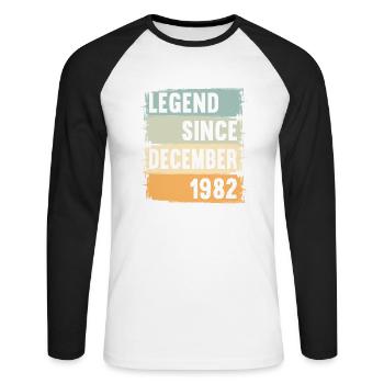 Né en décembre 1982 40 ans 40s 40e anniversaire - T-shirt baseball manches longues Homme - blanc/noir - Devant - Nik (191cm)