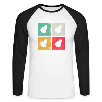 Avocat Vegan Lover Retro Veggie Diet Idée cadeau - T-shirt baseball manches longues Homme - blanc/noir - Devant - Nik (191cm)