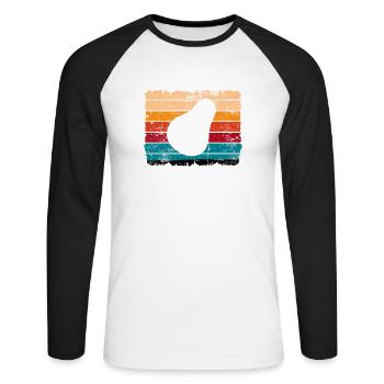 Avocat Vegan Lover Retro Veggie Diet Idée cadeau - T-shirt baseball manches longues Homme - blanc/noir - Devant - Nik (191cm)