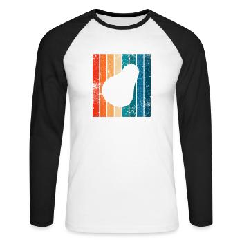 Avocat Vegan Lover Retro Veggie Diet Idée cadeau - T-shirt baseball manches longues Homme - blanc/noir - Devant - Nik (191cm)