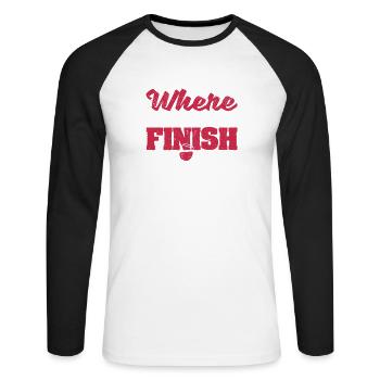 Coureur de marathon motivateur amusant - T-shirt baseball manches longues Homme - blanc/noir - Devant - Nik (191cm)