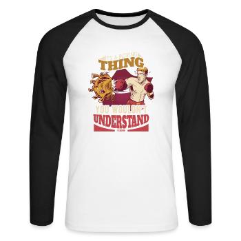 It's A Boxing Thing You Wouldn't Understand - Unisex Baseballshirt langarm - Weiß/Schwarz - Vorne - Nik (191cm)