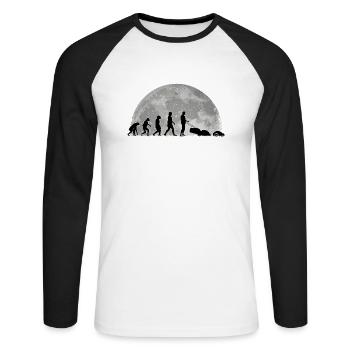 Mähroboter Evolution Mond Rasenroboter - Unisex Baseballshirt langarm - Weiß/Schwarz - Vorne - Nik (191cm)