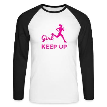 Funny Running Athletics I run like a girl - Unisex Long Sleeve Baseball T-Shirt - white/black - Front - Nik (191cm)