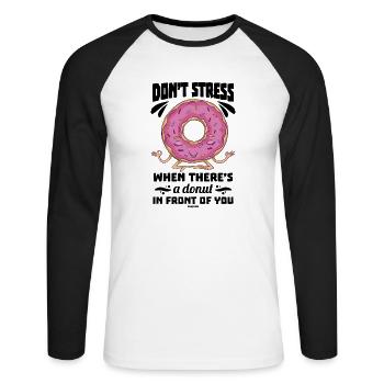 Donut - Unisex Baseballshirt langarm - Weiß/Schwarz - Vorne - Nik (191cm)