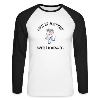 Life Is Better With Karate - Unisex Long Sleeve Baseball T-Shirt - white/black - Front - Nik (191cm)