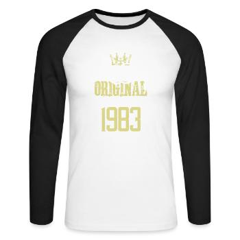 Édition limitée 1983 - T-shirt baseball manches longues Homme - blanc/noir - Devant - Nik (191cm)