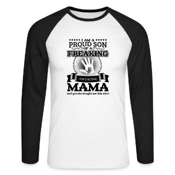Familie Mama Sohn Tshirt - Unisex Baseballshirt langarm - Weiß/Schwarz - Vorne - Nik (191cm)