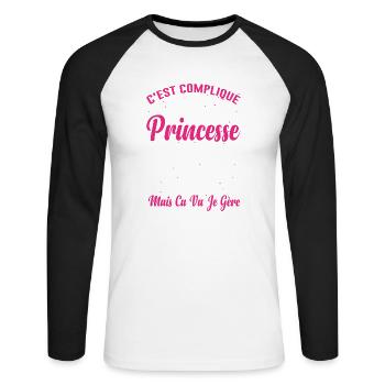 Princesse 26 Ans Anniversaire Idée Cadeau Pink Âge - T-shirt baseball manches longues Homme - blanc/noir - Devant - Nik (191cm)