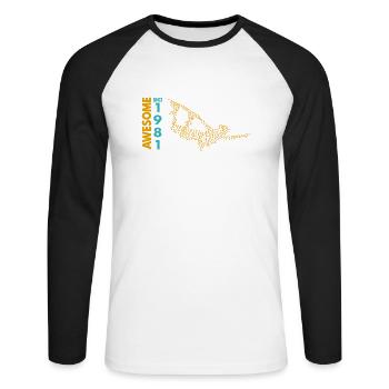 Génial depuis 1981. Wakeboard Lifestyle - T-shirt baseball manches longues Homme - blanc/noir - Devant - Nik (191cm)