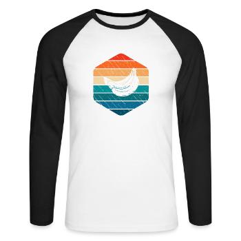 Banana Vegan Lover Retro Veggie Fruit Gift idea - Unisex Baseballshirt langarm - Weiß/Schwarz - Vorne - Nik (191cm)