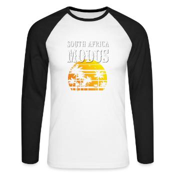 South Africa Modus - Unisex Baseballshirt langarm - Weiß/Schwarz - Vorne - Nik (191cm)