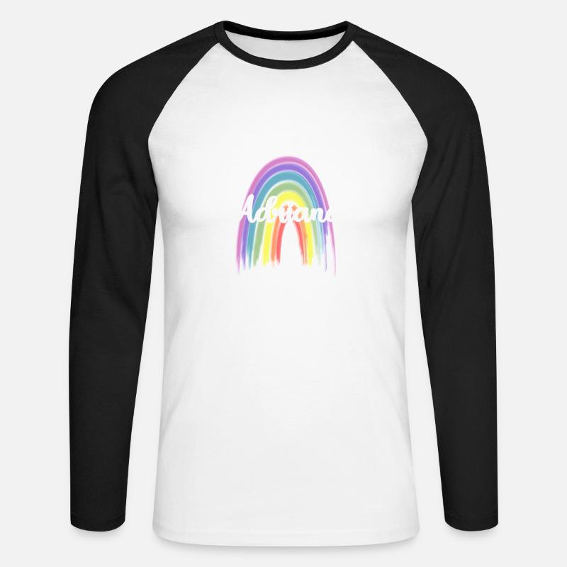 ADRIANA Rainbow Cursive - Unisex Baseballshirt langarm - Weiß/Schwarz