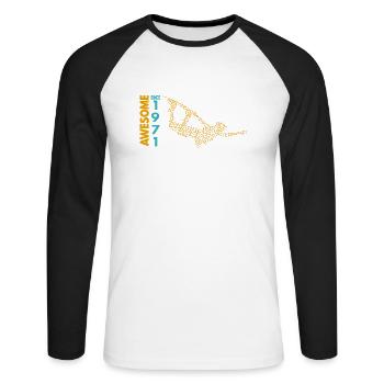 Génial depuis 1971. Wakeboard Lifestyle - T-shirt baseball manches longues Homme - blanc/noir - Devant - Nik (191cm)