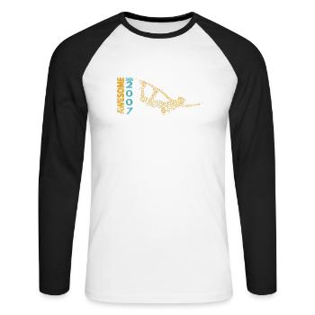 Awesome since 2007. Wakeboard Lifestyle - Unisex Baseballshirt langarm - Weiß/Schwarz - Vorne - Nik (191cm)