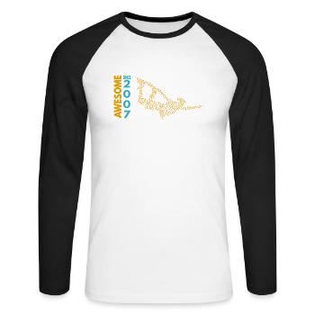 Awesome since 2007. Wakeboard Lifestyle - Unisex Baseballshirt langarm - Weiß/Schwarz - Vorne - Nik (191cm)