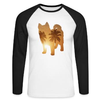 Plage d’été - Pomsky - T-shirt baseball manches longues Homme - blanc/noir - Devant - Nik (191cm)