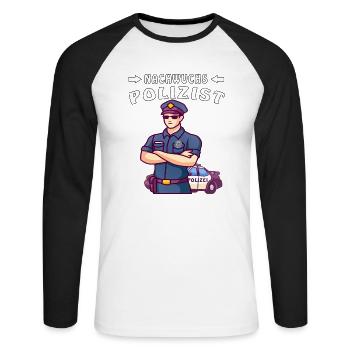 NACHWUCHS POLIZIST - Unisex Baseballshirt langarm - Weiß/Schwarz - Vorne - Nik (191cm)