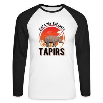 Just a Boy who loves Tapirs - Unisex Long Sleeve Baseball T-Shirt - white/black - Front - Nik (191cm)